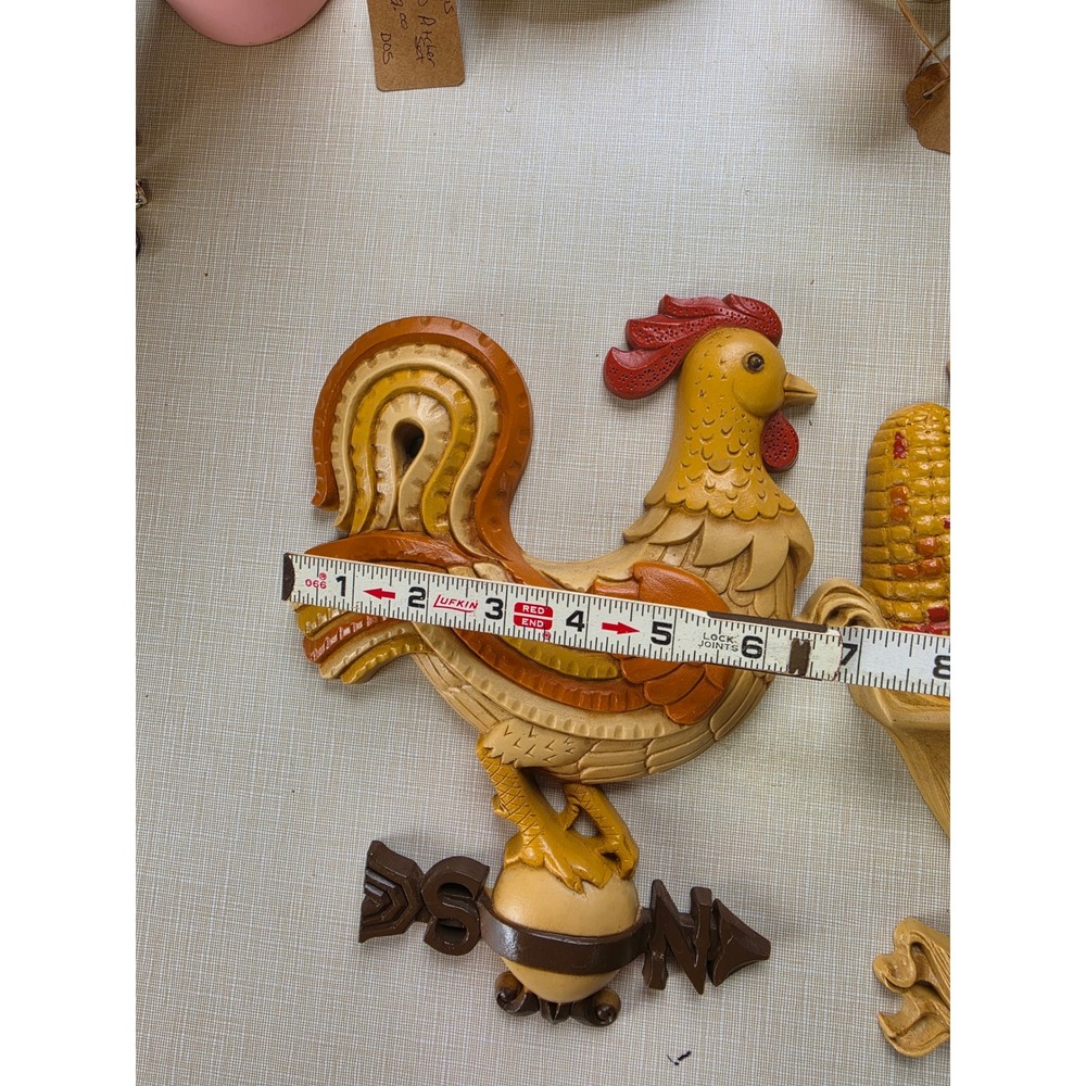 Vintage 1981 Burwood Products Rooster and Corn Wall Hanging Set Made in USA 2500 - Picture 3 of 7